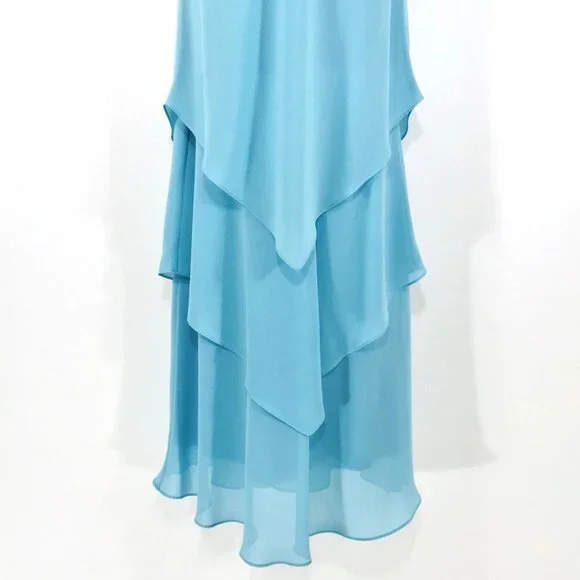 VTG Ursula of Switzerland 2 Pc Gown /Crystal Jacket Sz 12 Flowy Chiffon Wedding - Picture 10 of 14